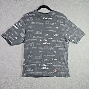 Jordan Flight Club All Over Print Gray Tee Mens S Embroidered Jumpman